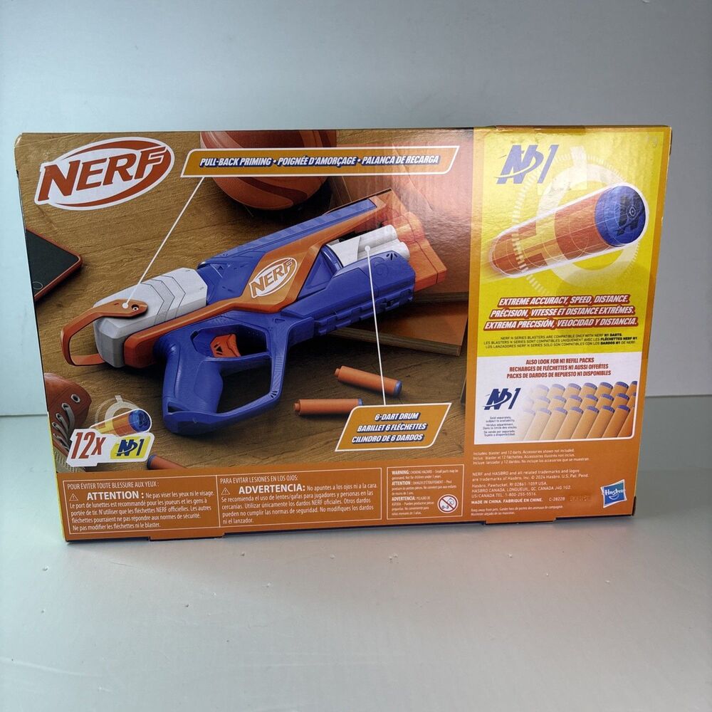 Nerf N Series Agility Blaster 6-Dart Revolving Drum Includes 12 N1 Darts NEW - Picture 2 of 3